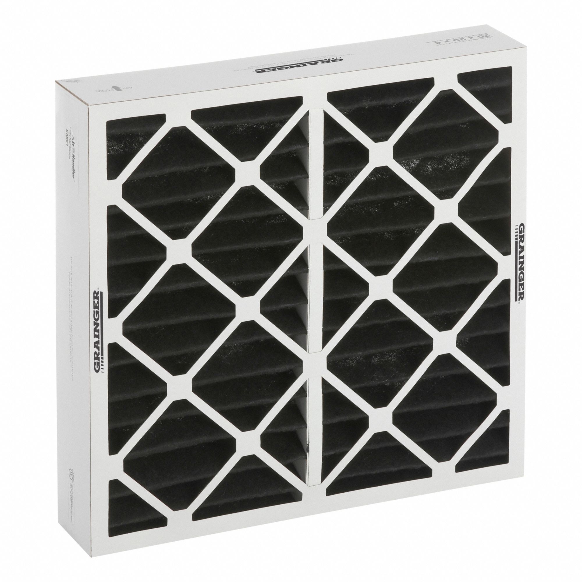 Odor Removal Pleated Air Filter: 24 in x 24 in x 4 in, Impregnated Carbon, 60% CCL4 Activity