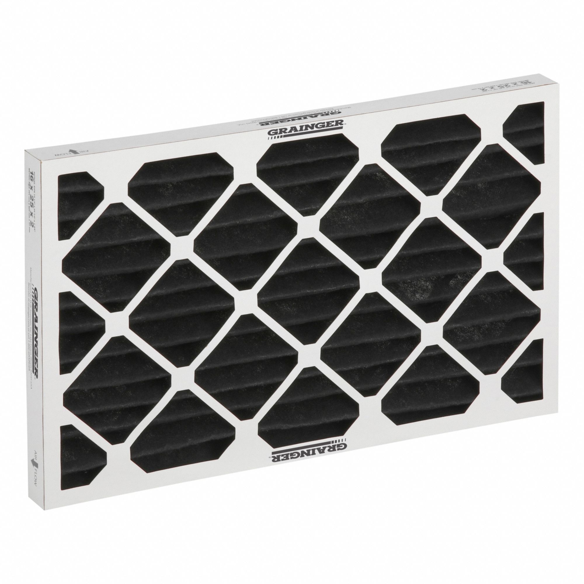 Odor Removal Pleated Air Filter: 16 in x 24 in x 2 in, Impregnated Carbon, 60% CCL4 Activity