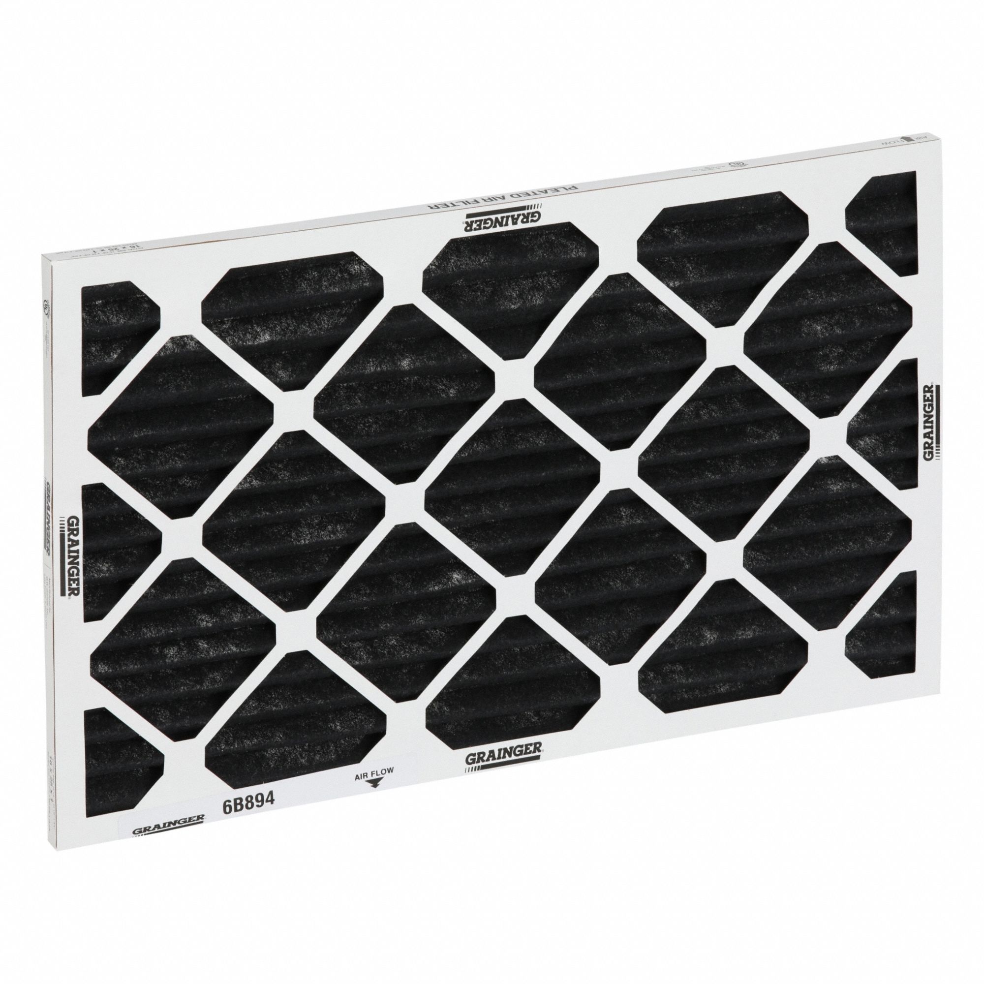 Odor Removal Pleated Air Filter: 14 in x 24 in x 1 in, Impregnated Carbon, 60% CCL4 Activity