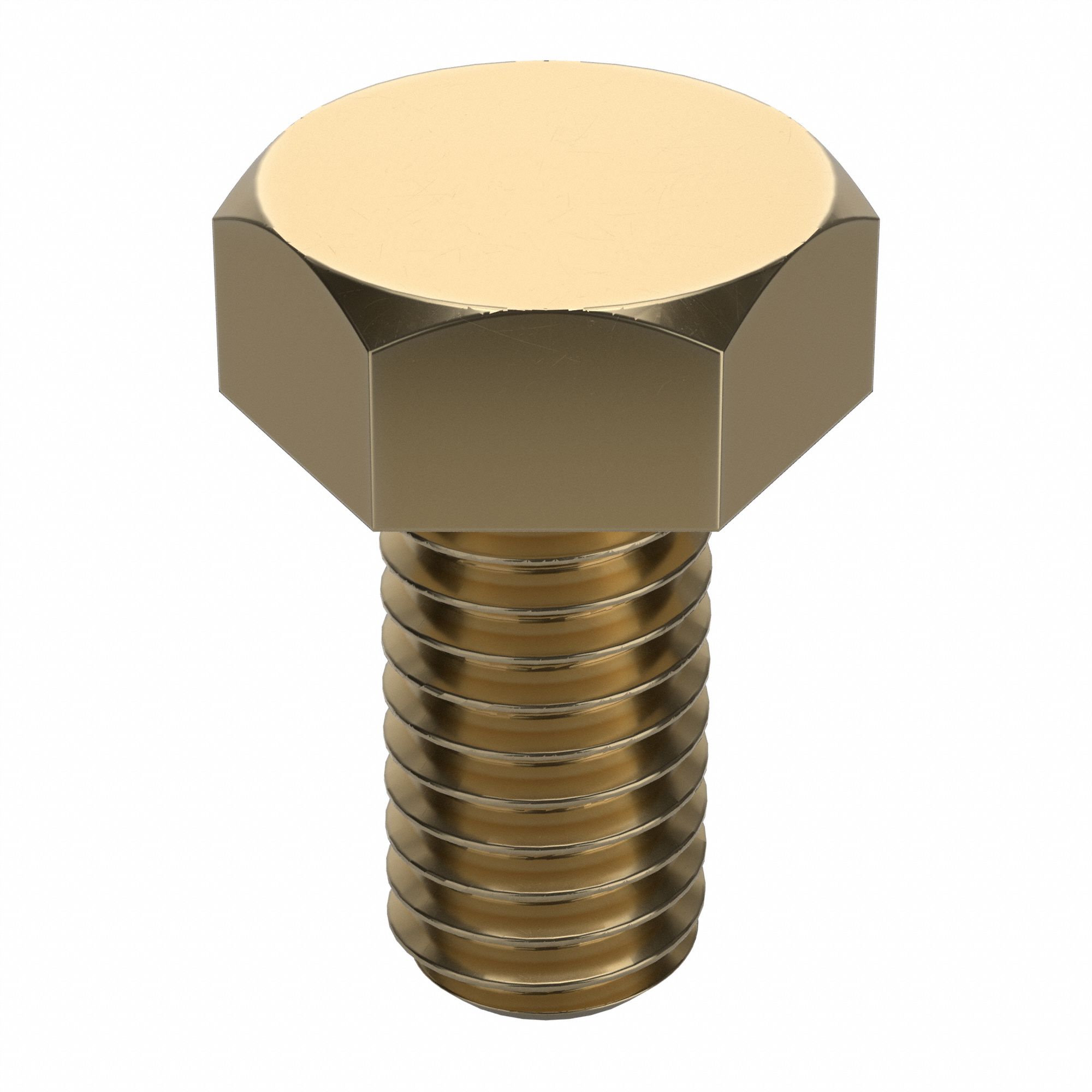 HEX HEAD CAP SCREW, BRASS, PLAIN FINISH, M6-1.00, COARSE, 12MM L, 25 PK