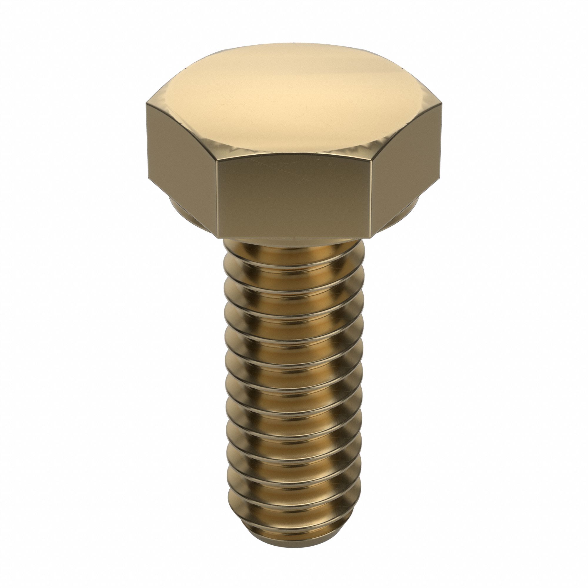 HEX HEAD CAP SCREW, BRASS, PLAIN FINISH, M5-0.80, COARSE, 12MM L, 25 PK