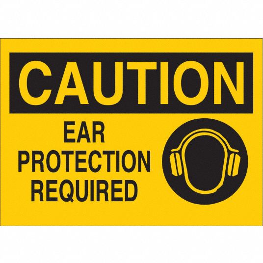 Brady Caution Sign Ear Protection Required Header Caution Rectangle