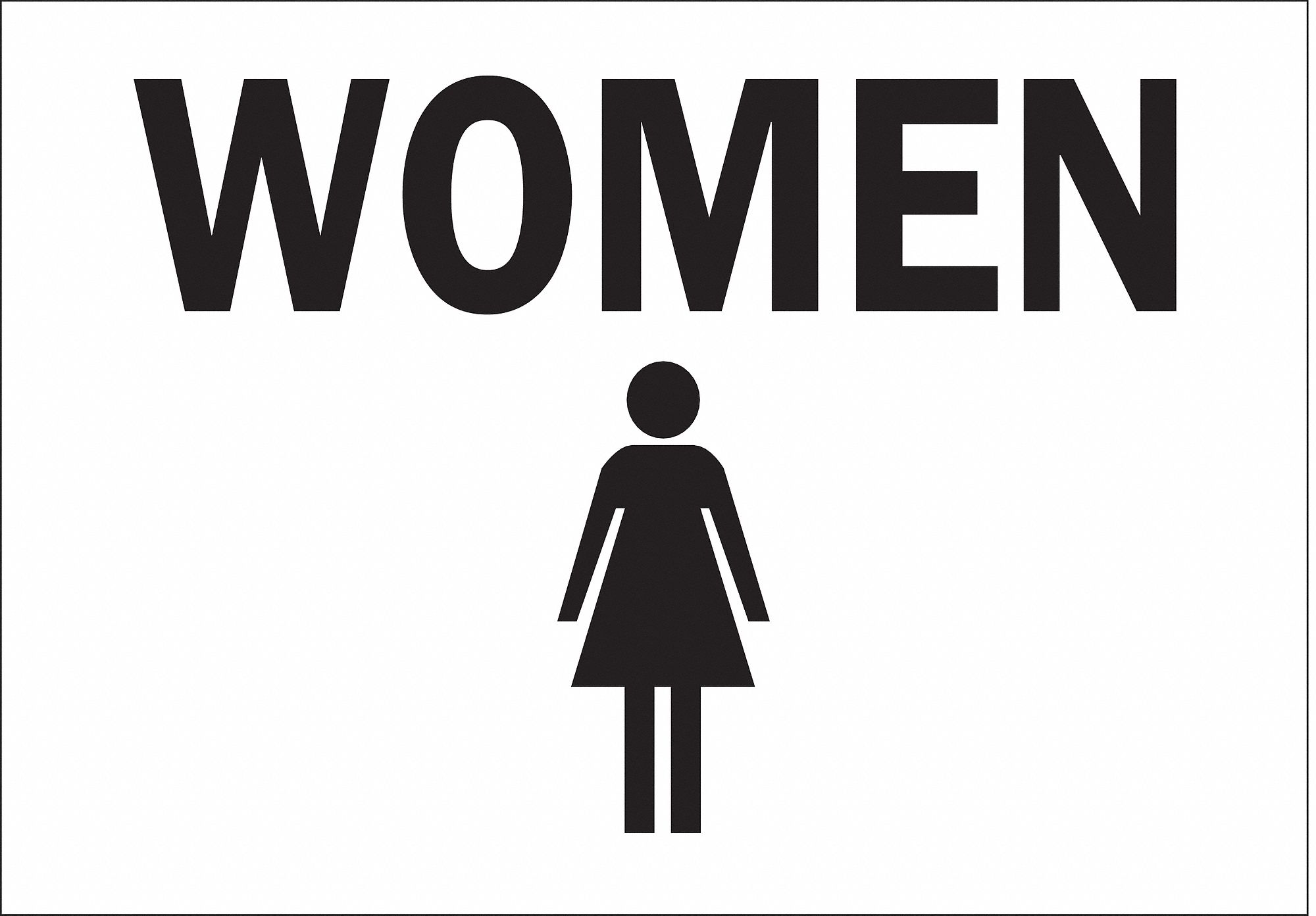 RESTROOM SIGN, ALUMINUM, 14 IN WIDTH, 10 IN HEIGHT, WHITE, WITH MOUNTING HOLES