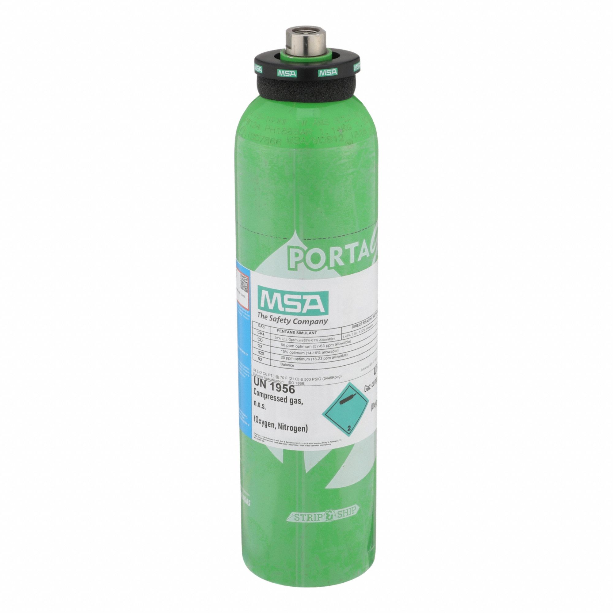 Calibration Gas: Nitrogen, Disposable, +/-5% Accuracy, Calibration Gas, 58 L Cylinder Capacity