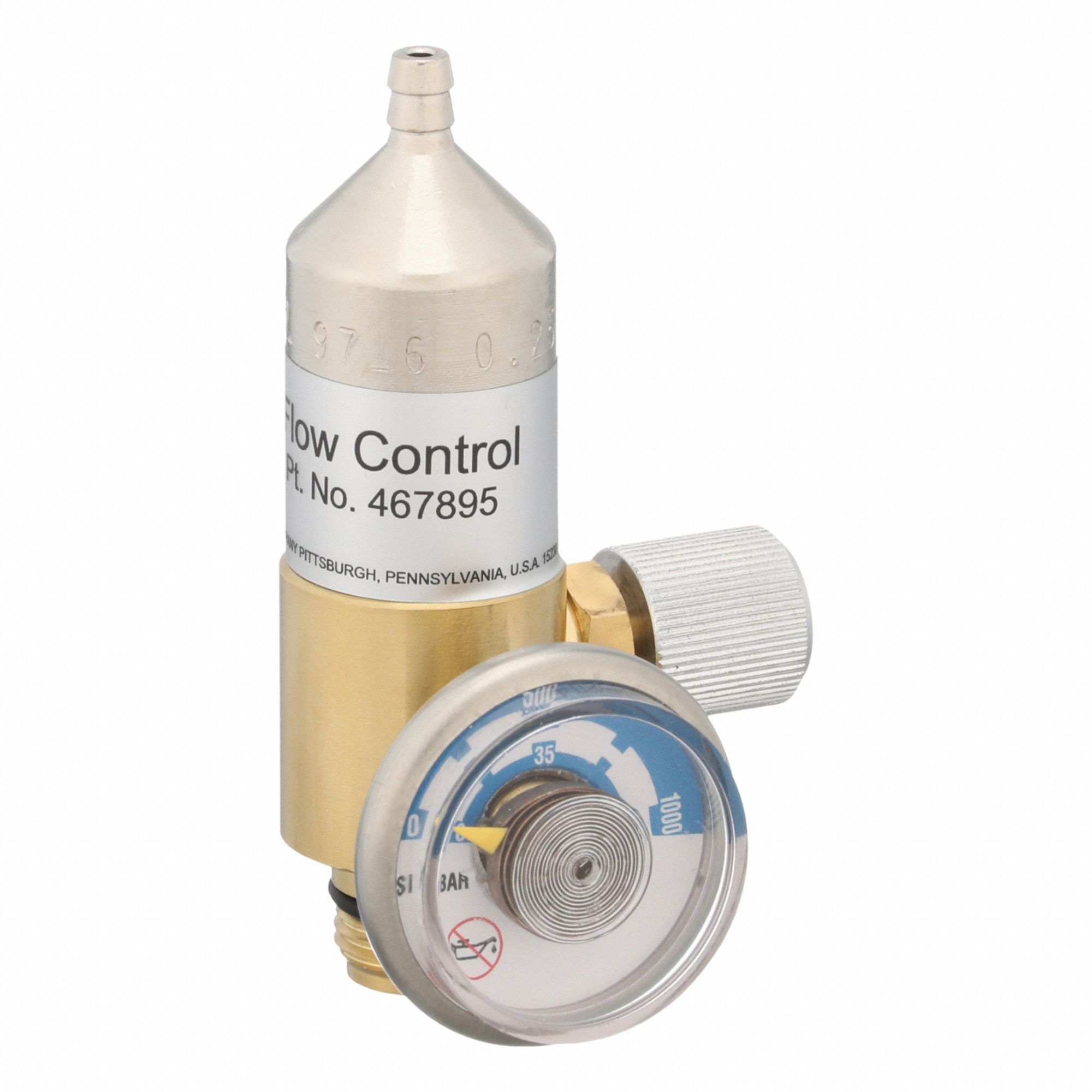 Gas Cylinder Regulator: Gas Regulator, Stainless Steel, 0.25 lpm Max Flow Rate, Gas Regulator