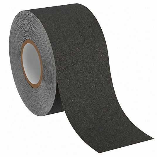 Anti-Slip Tape: Non-Abrasive, Solid, Black, 4 in x 60 ft, 45 mil Tape  Thick, Rubber, 3M™, 300