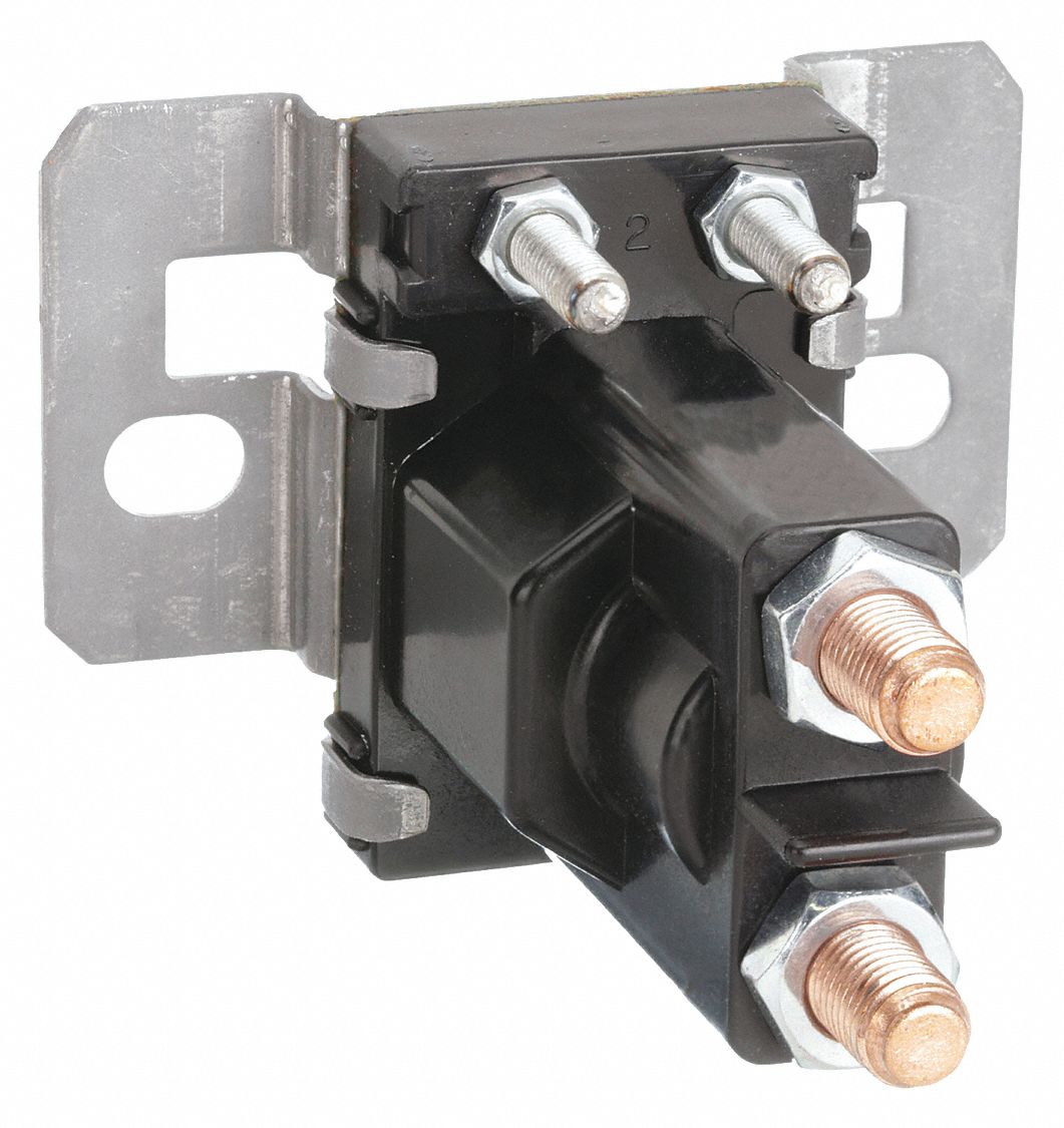 DC Power Solenoid: 100 A Current Rating, 12 V DC Coil Volt, SPST-NO, 4 Terminals, Continuous, #10-32