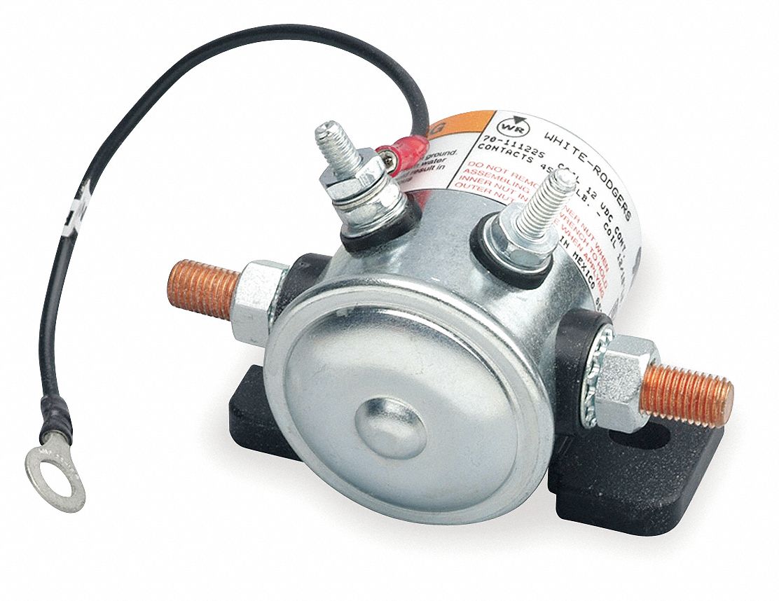 WHITERODGERS DC Power Solenoid, 12 V DC Coil Voltage DC, 80 Amps, SPNO
