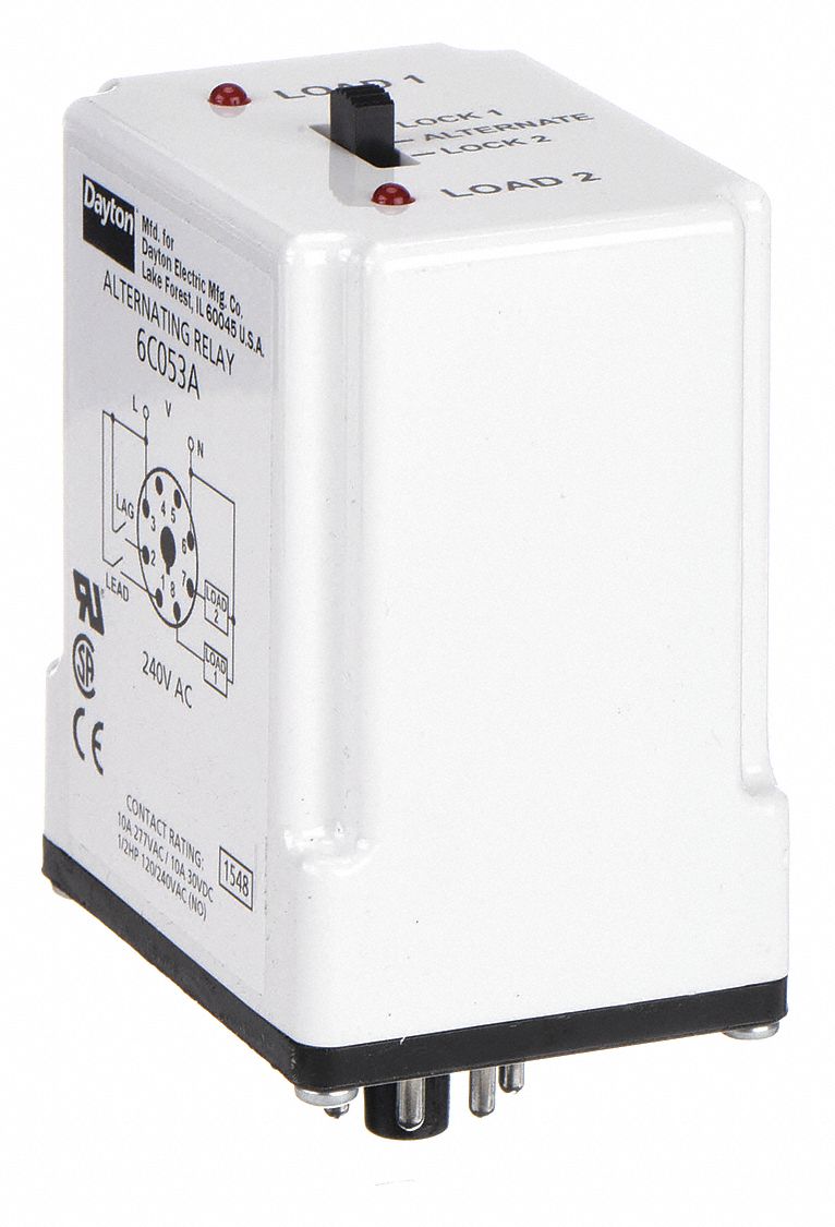 DAYTON, 240V AC, DPDT CrossWired, Alternating Relay 6C0536C053