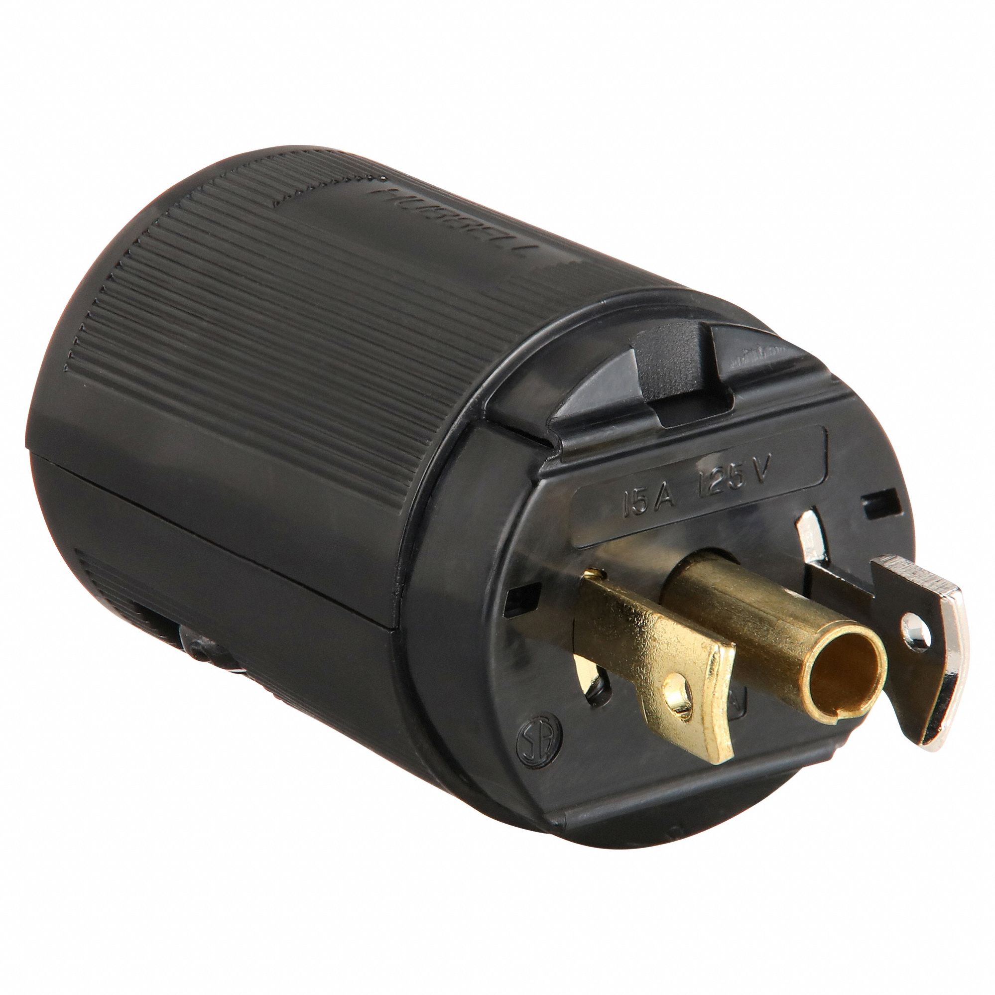 MIDGET LOCKING PLUG, ML2-15P, 125V AC, 15 A, 2 POLES, BLACK, SCREW TERMINALS