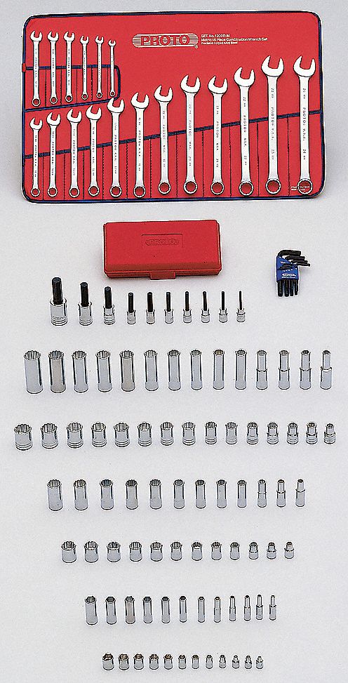 MASTER TOOL SET, 111 TOTAL PIECES, DRIVERS AND BITS/SOCKETS AND ACCESSORIES/WRENCHES, METRIC