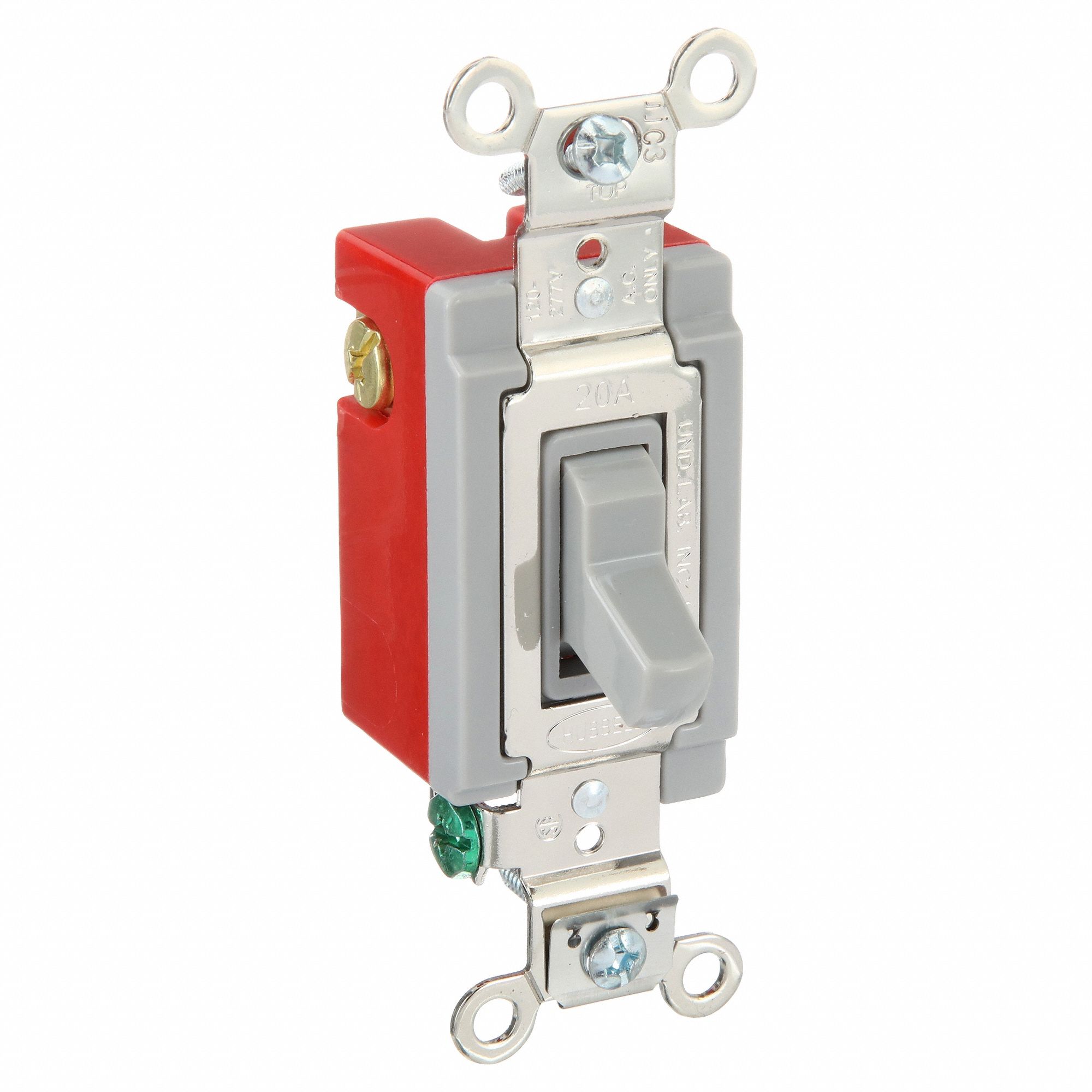 Wall Switch: Toggle Switch, 3-Way, Gray, 20 A, 120/277V AC, Screw Terminals