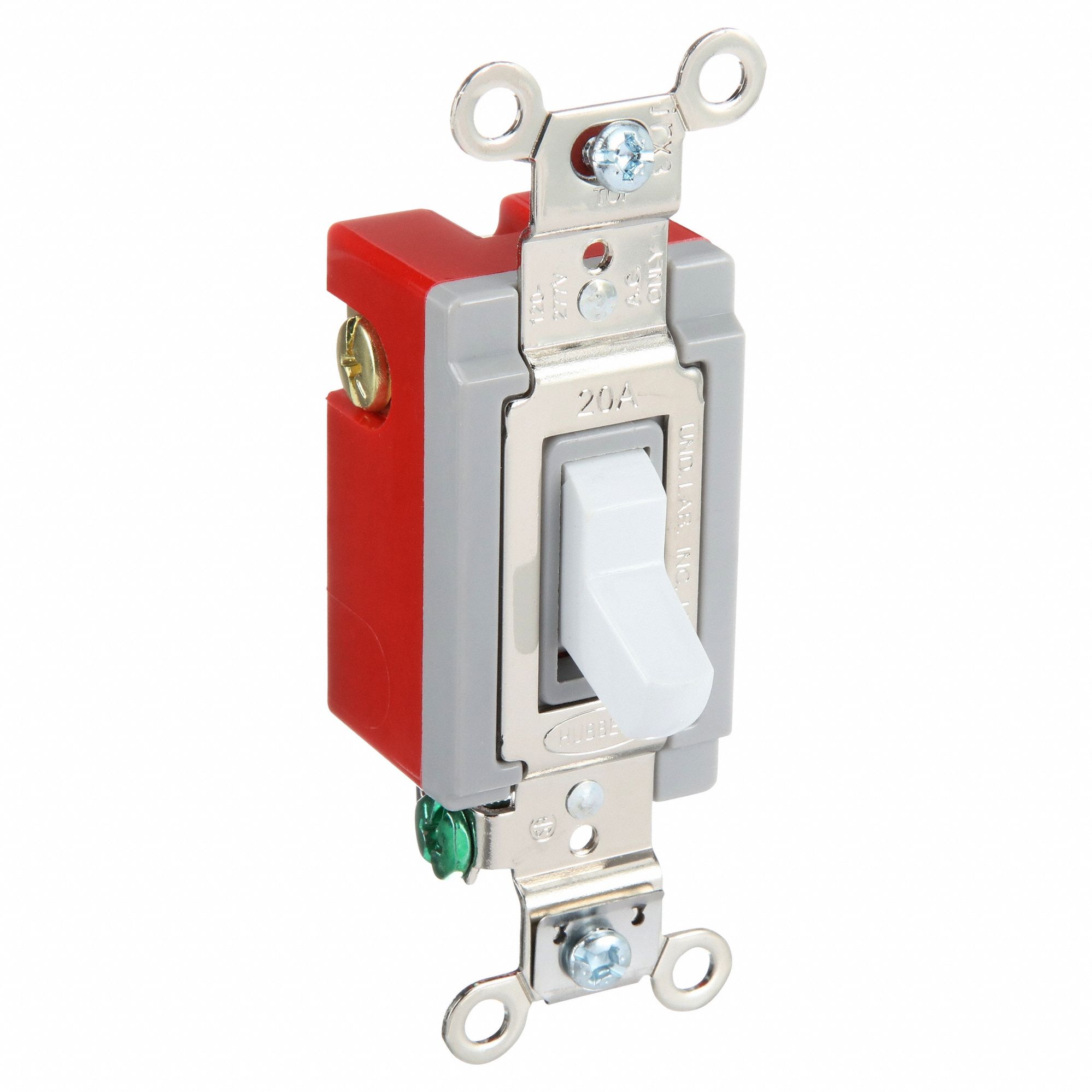 Wall Switch: Toggle Switch, 3-Way, White, 20 A, 120/277V AC, Screw Terminals