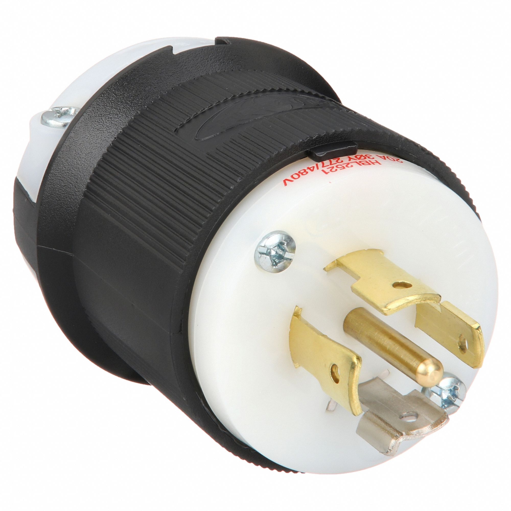 LOCKING PLUG, L22-20P, 277/480V AC, 20 A, 4 POLES, BLACK/WHITE, SCREW TERMINALS