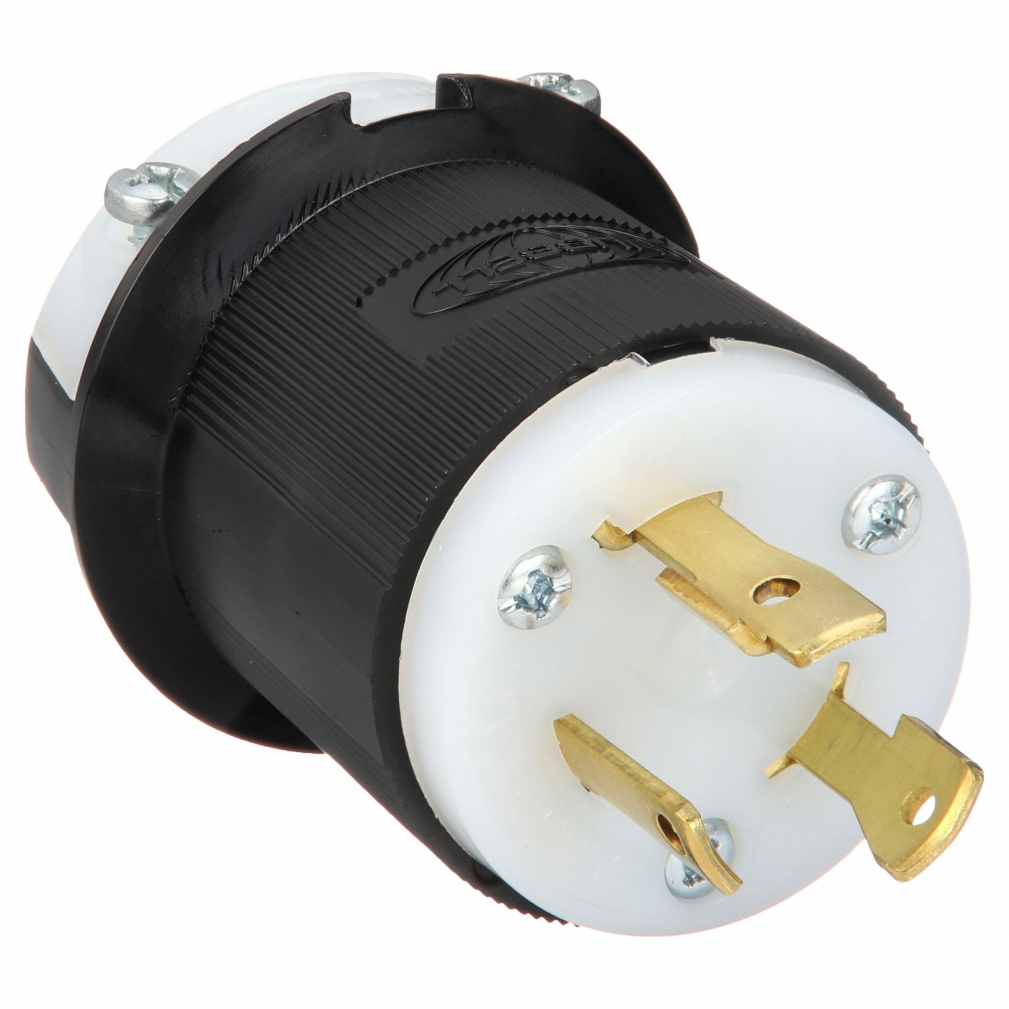 LOCKING PLUG, L8-30P, 480V AC, 30 A, 2 POLES, BLACK/WHITE, SCREW TERMINALS