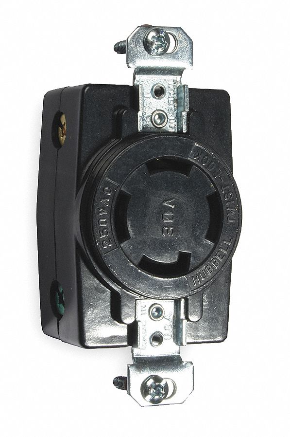 LOCKING RECEPTACLE, NON-NEMA, 30 A, 250V AC, NON-FLANGED, 3 POLES