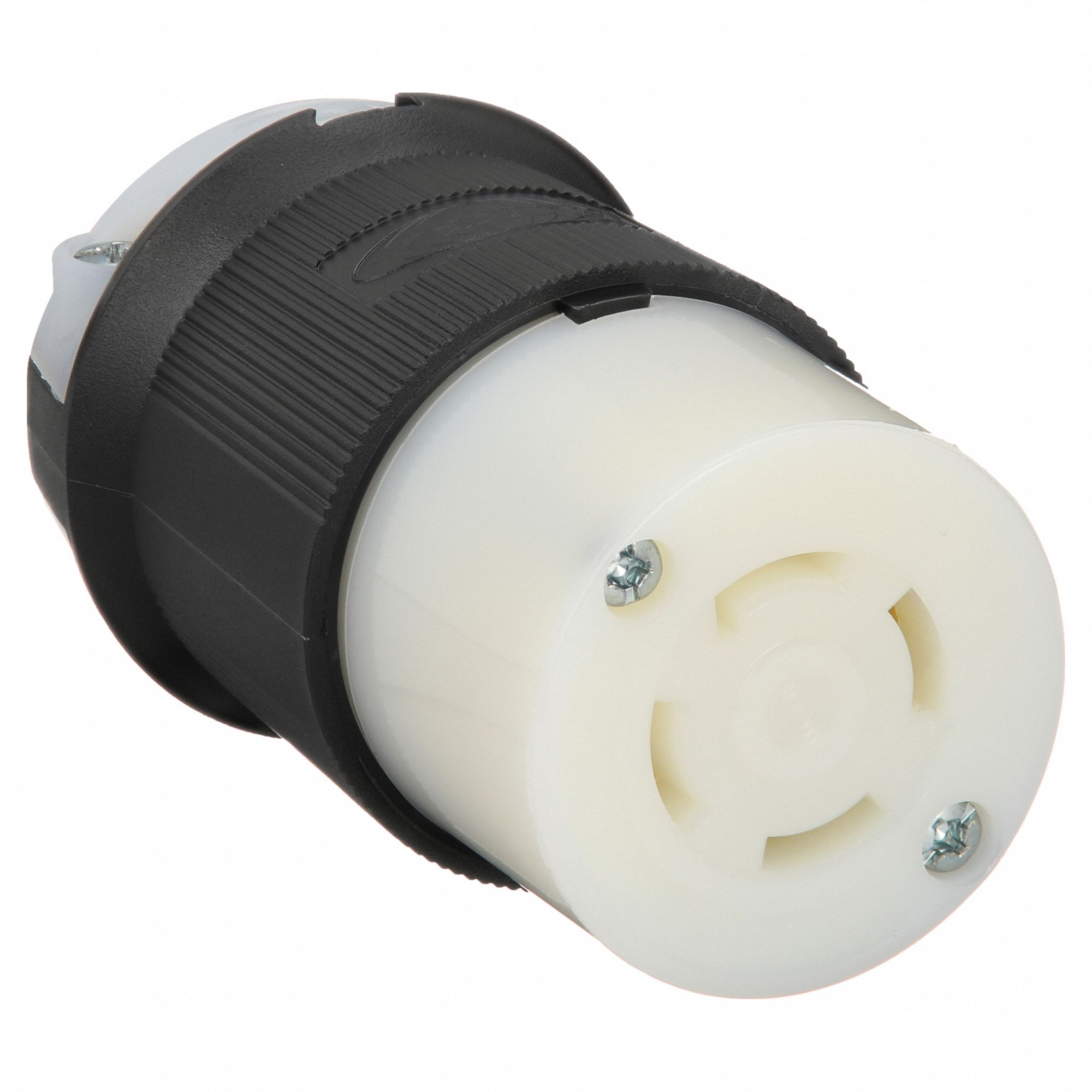 LOCKING CONNECTOR, NON-NEMA, 30 A, 250V AC, 3 POLES, BLACK/WHITE