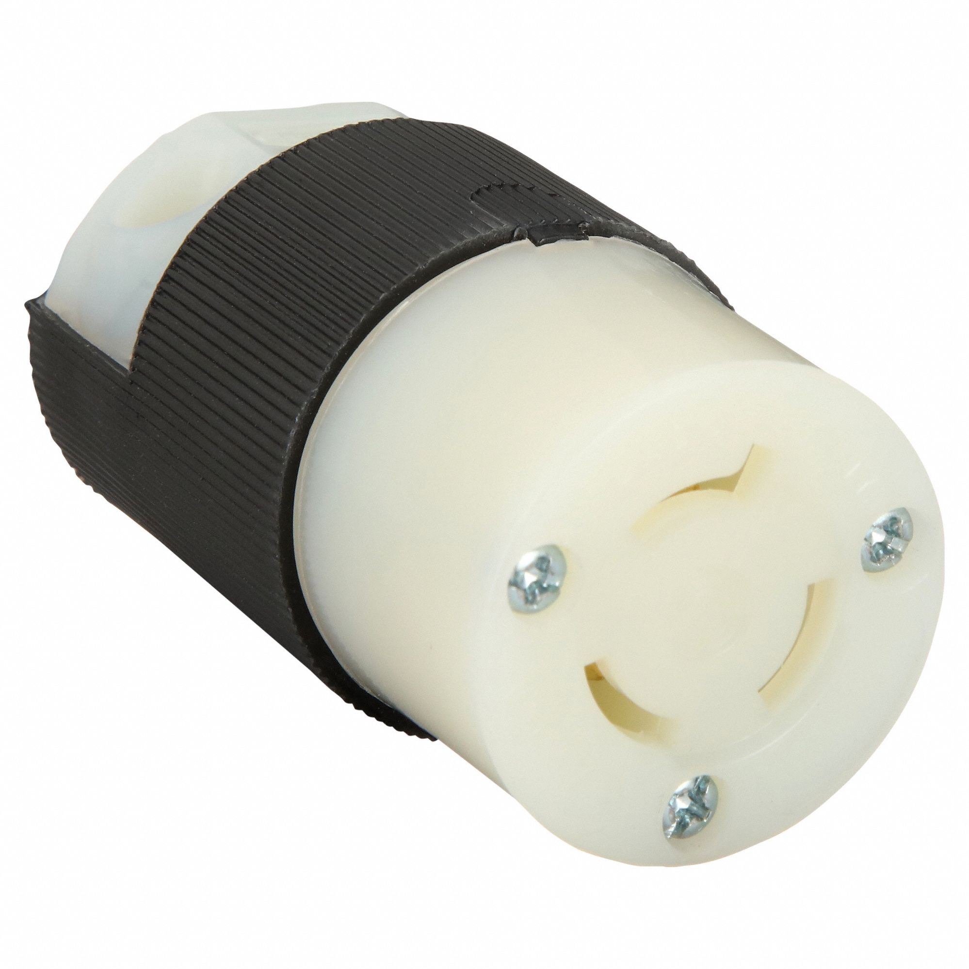 LOCKING CONNECTOR, L6-15R, 15 A, 250V AC, 2 POLES, BLACK/WHITE, SCREW TERMINALS, L6-15