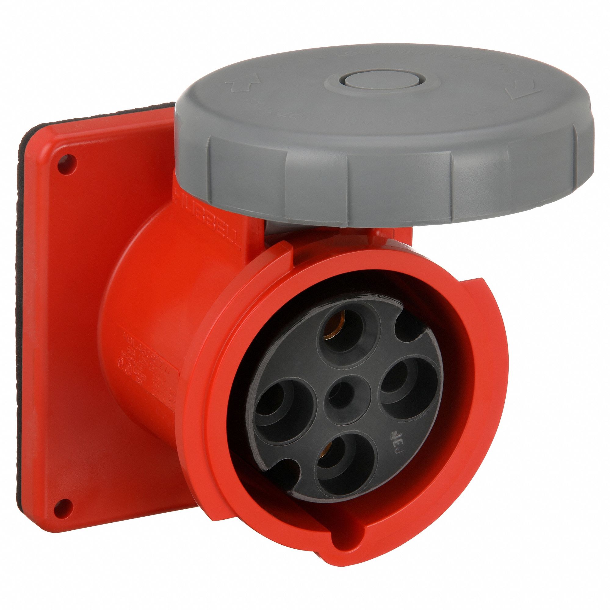 Watertight Pin and Sleeve Receptacle: 60 A, 125/250V, 7 1/2 hp Horsepower Rating, IEC Grounding