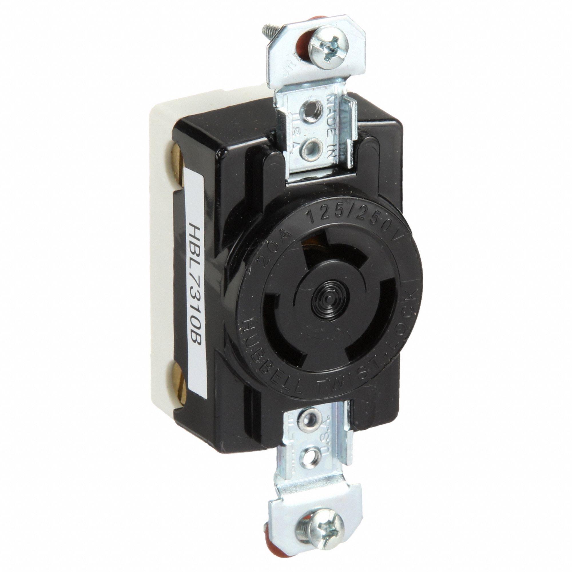 LOCKING RECEPTACLE, NON-NEMA, 20 A, 125/250V AC, NON-FLANGED, 3 POLES