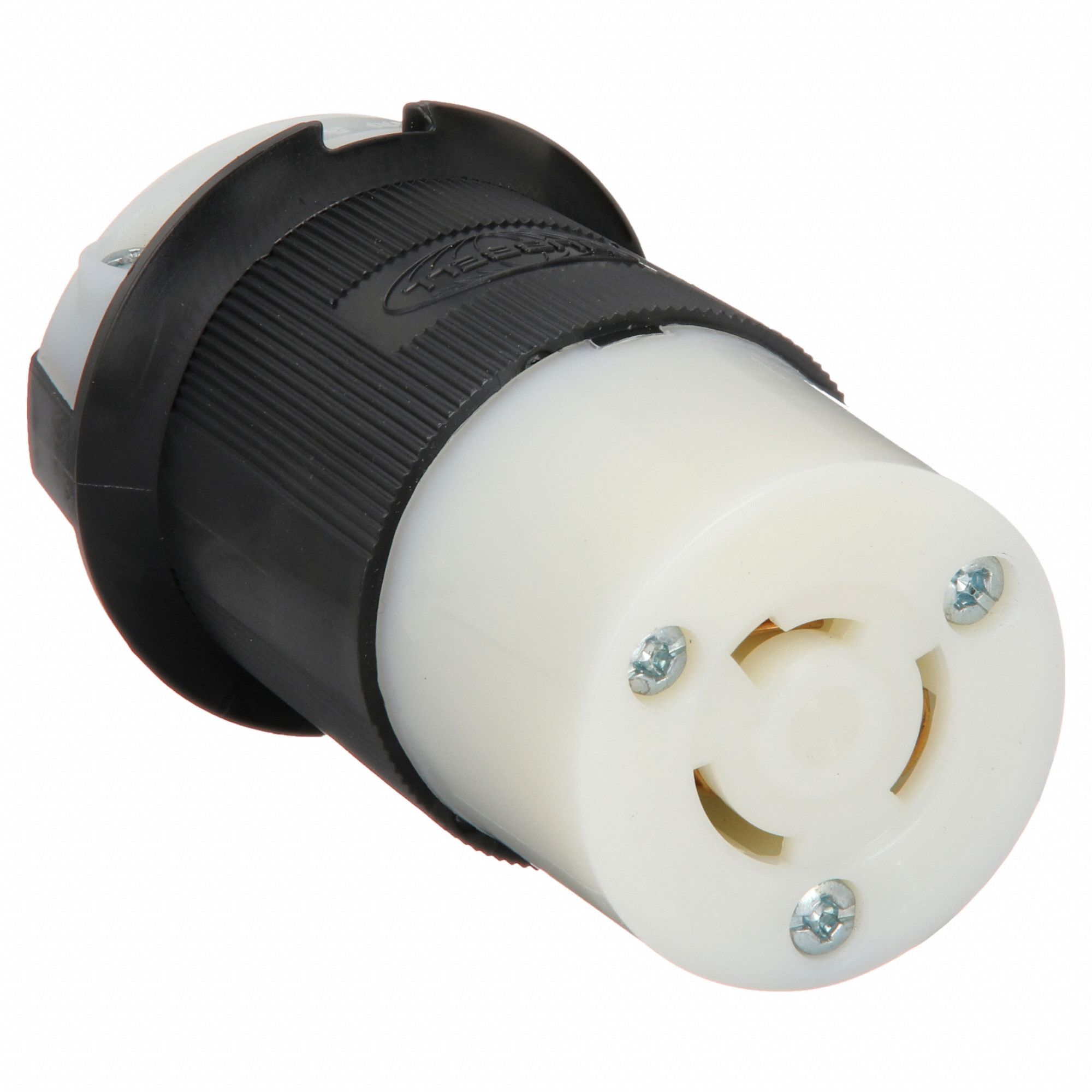 LOCKING CONNECTOR, NON-NEMA, 20 A, 125/250V AC, 3 POLES, BLACK/WHITE