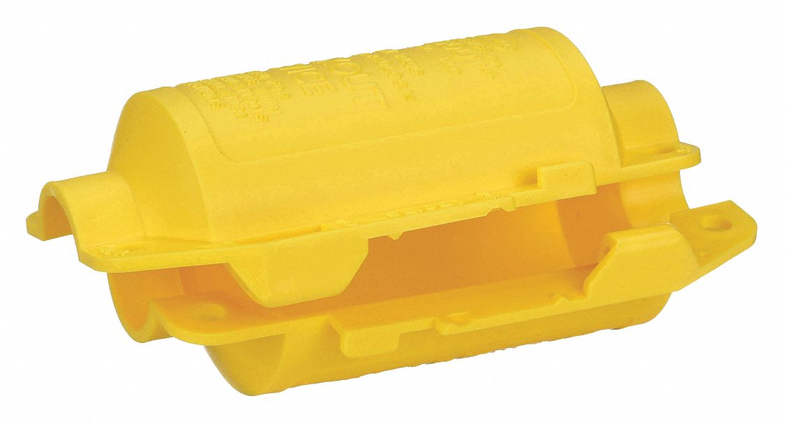 PLUG LOCKOUT, FOR 1 3/16 IN MAX CORD DIA, FOR 2 3/4 IN MAX PLUG DIA, YELLOW