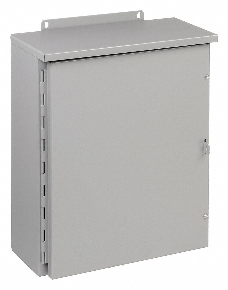 Enclosure: Steel, 30 in x 24 in x 8 in, 3R, Solid Cover, Hinged, Painted