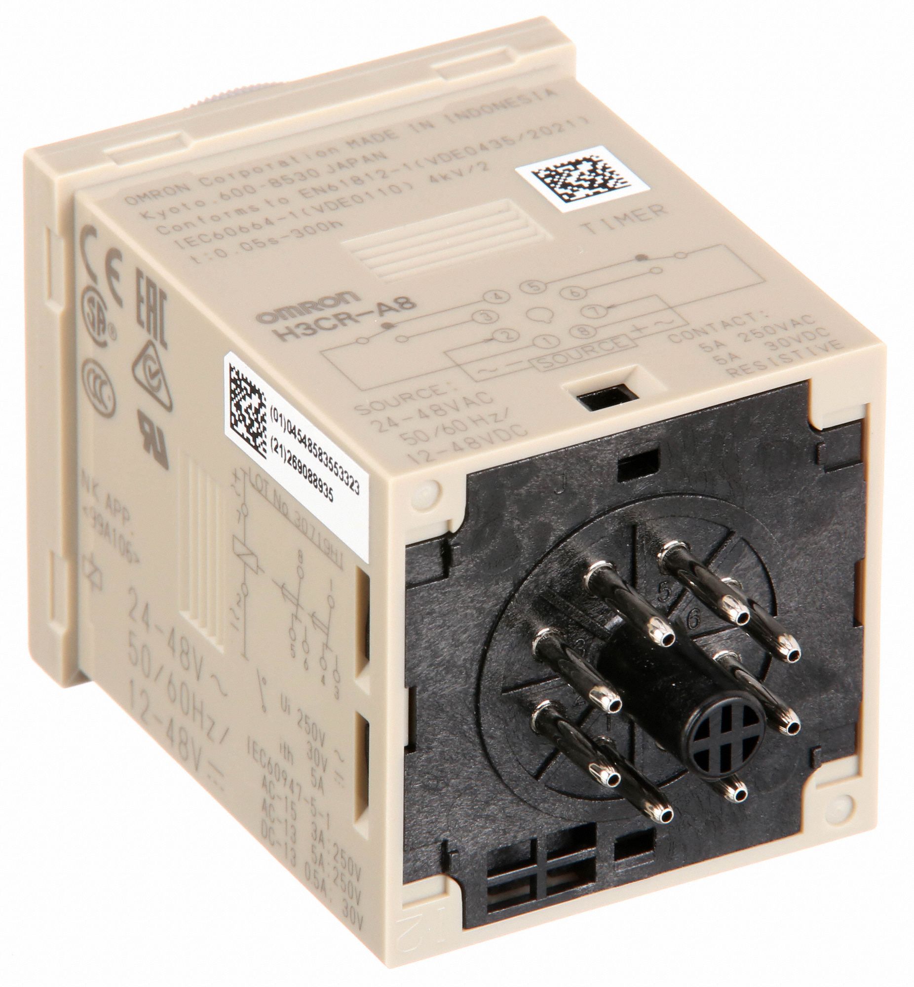 OMRON MultiFunction Time Delay Relay 8 Pins Relay, Rotary Knob, 24