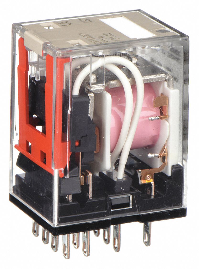 RELAIS ENFICHABLE, NICKEL ARGENTÉ, 5 A, 12 V CA, ENFICHABLE, 14 GOUPILLES