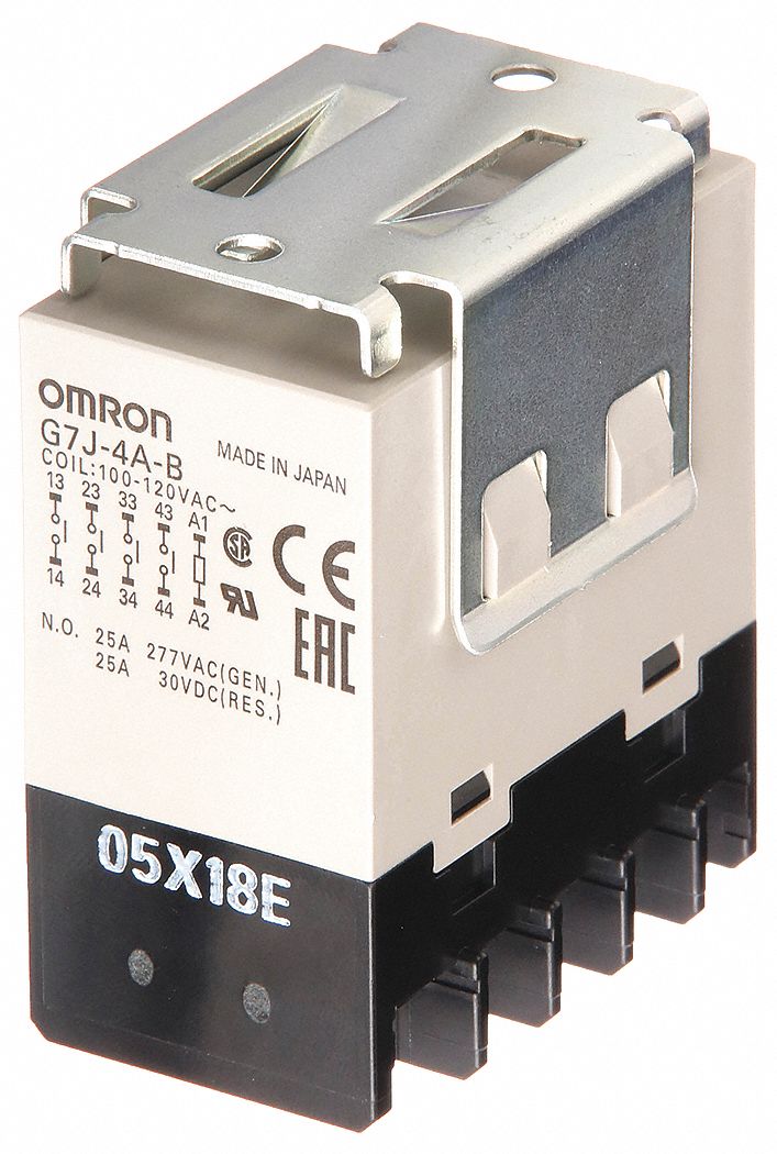 ENCLOSED POWER RELAY, BRACKET MOUNTED, 25 A CURRENT RATING, 100/120V AC, 10 PINS/TERMINALS