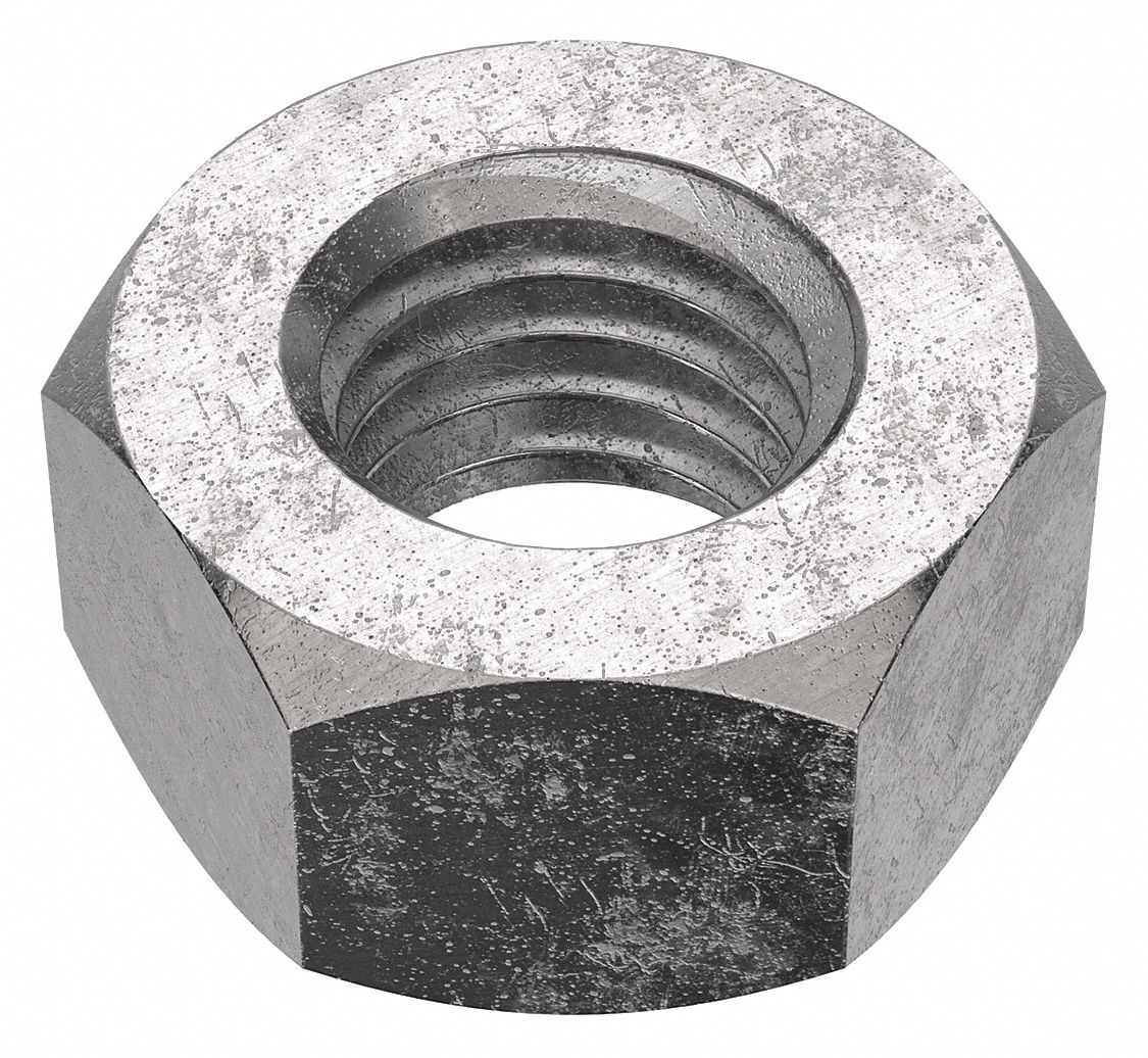 Hex Nut: Std Hex, M12x1.75 Thread, 19 mm Hex Wd, 10 mm Hex Ht, Stainless Steel, 18-8, Plain, 25 PK