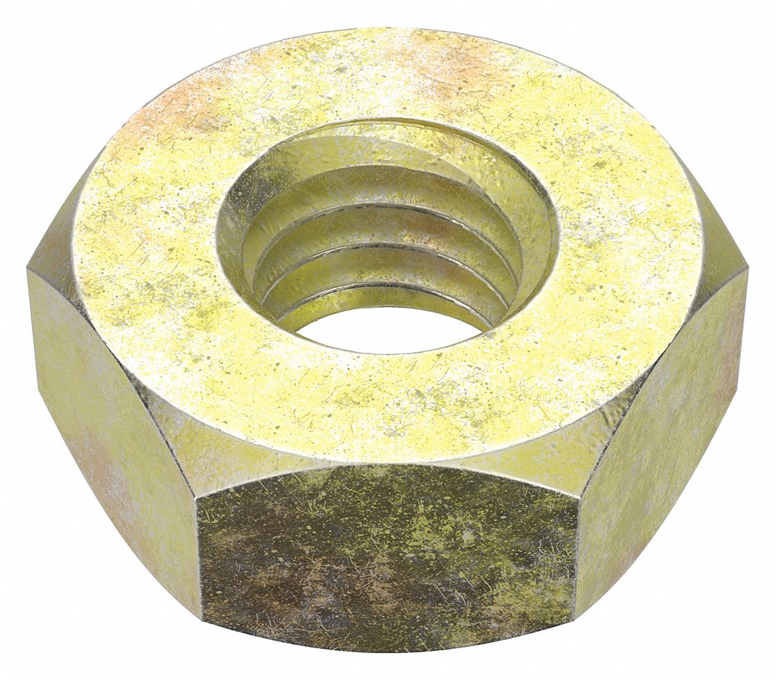 HEX NUT, M3-0.50 THREAD, 5.5MM HEX W, 2.4MM HEX H, STEEL, CLASS 10, ZINC YELLOW, 100 PK