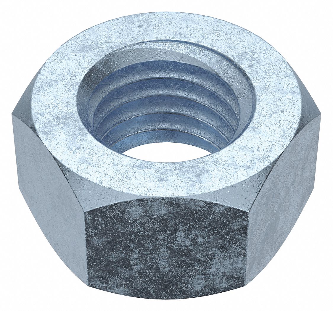 Hex Nut: Std Hex, M18x2.50 Thread, 27 mm Hex Wd, 15 mm Hex Ht, Steel, Class 8, Zinc-Plated, 25 PK
