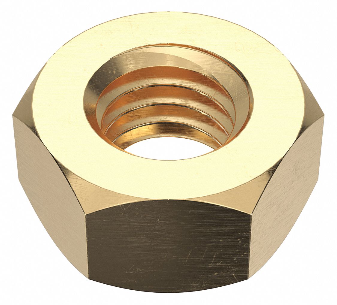 HEX NUT, M5-0.80 THREAD, 8MM HEX W, 4MM HEX H, BRASS, PLAIN FINISH, 100 PK