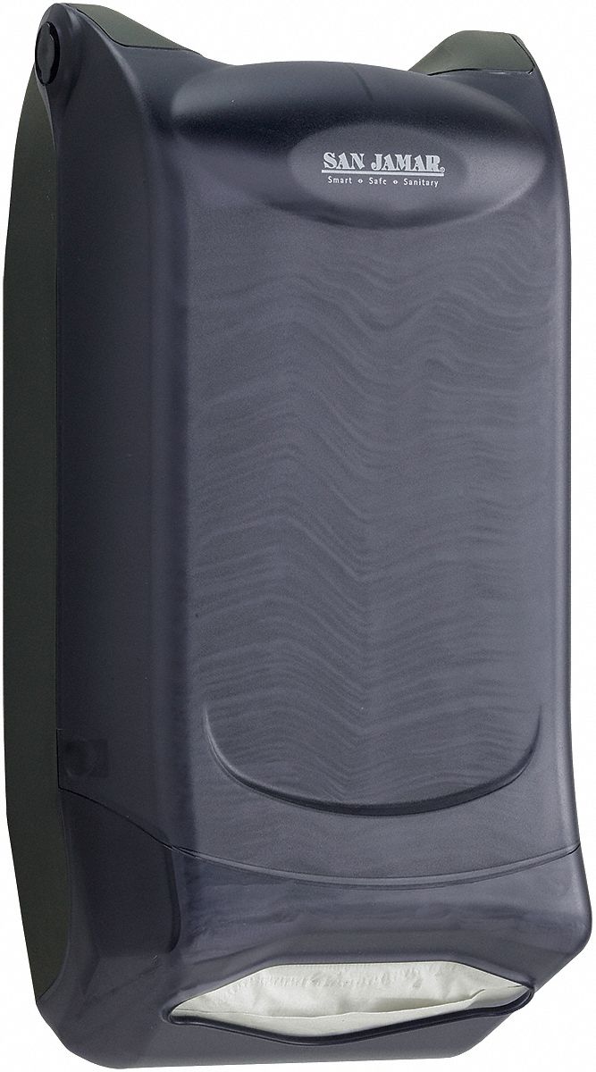 SAN JAMAR WallMount Full Fold Napkin Dispenser, 600 Capacity, Black 6CAD6H5005PTBK Grainger