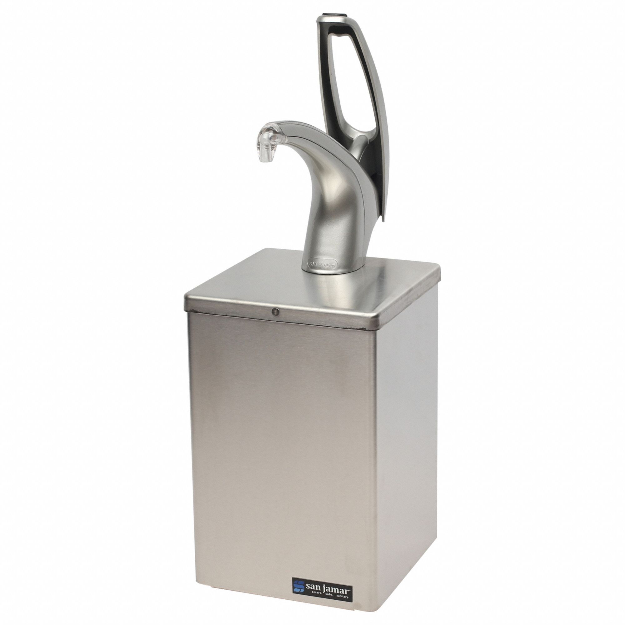 Condiment Pump with Box: 1 Compartment, 1 gal Capacity, Silver, 7 in Overall Wd, P4800