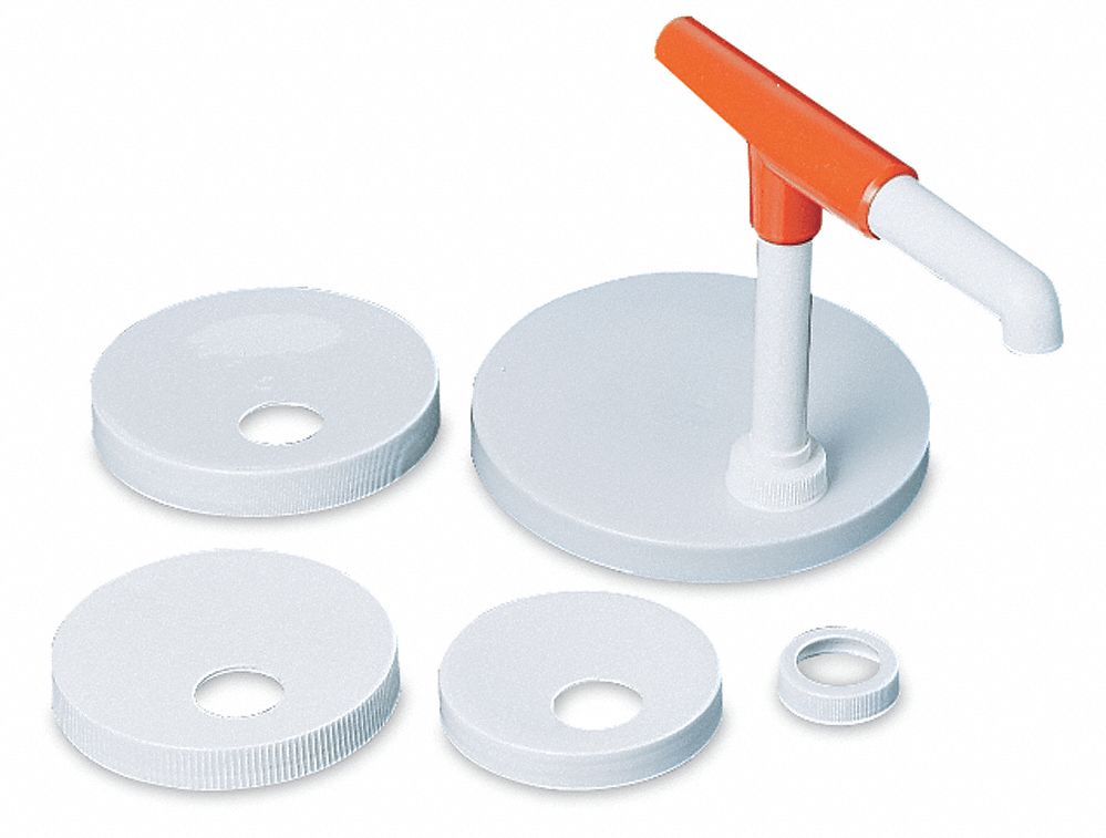 Pump and Lid Kit: White, 8 in Overall Wd, 11 1/2 in Overall Dp, 1 3/4 in Overall Ht, P7410