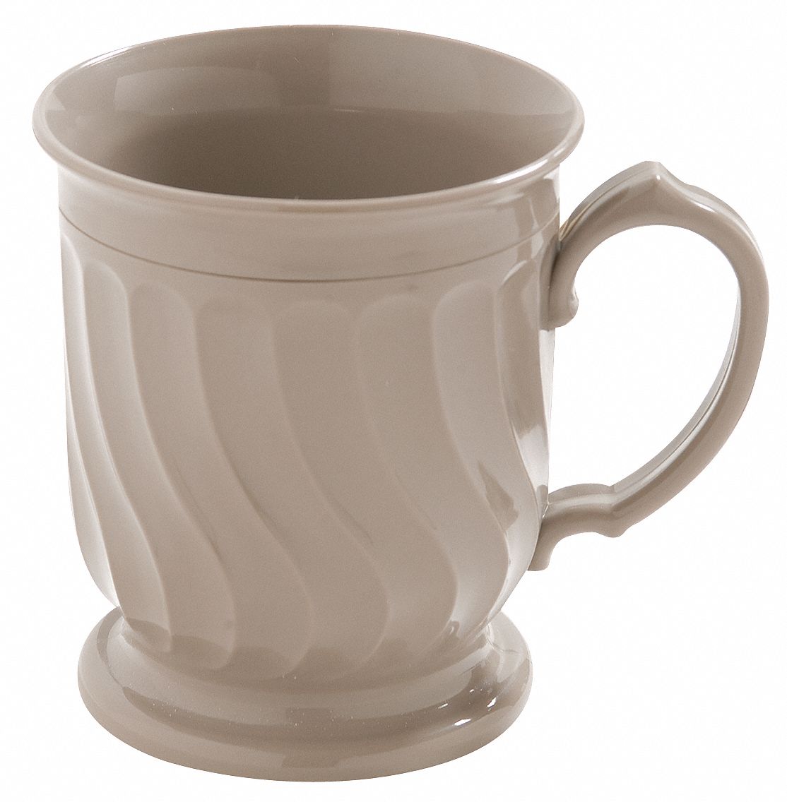 Mug: Turnbury, Plastic, 8 fl oz Capacity, Latte, 3 1/2 in Dia, Brown