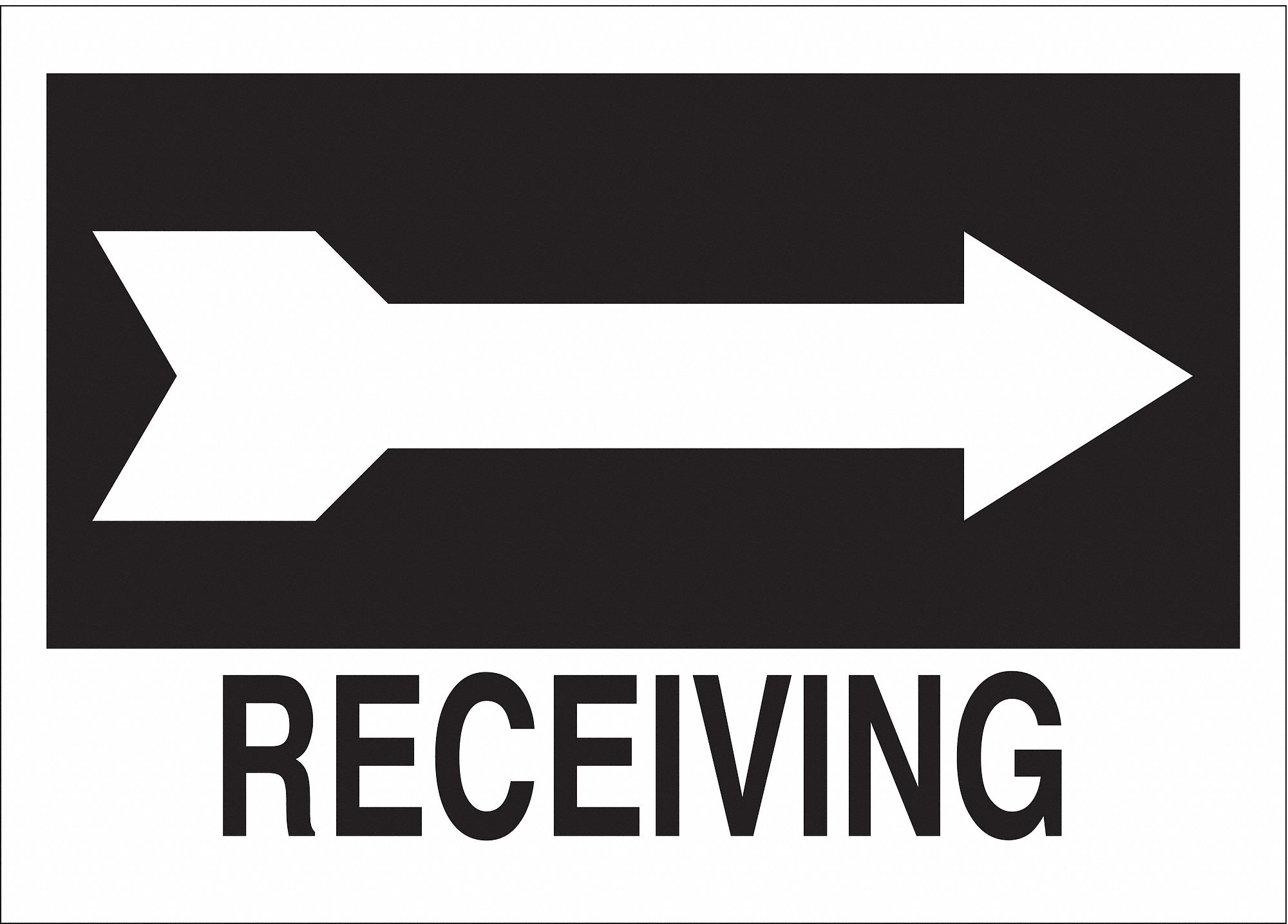 DIRECTIONAL SIGN, PLASTIC, 14 IN WIDTH, 10 IN HEIGHT, BLACK/WHITE, WITH MOUNTING HOLES