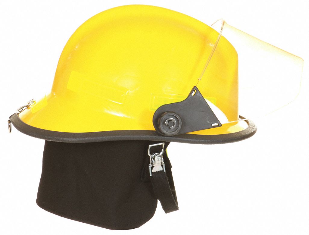 Yellow Fire Helmet Shell Material Fiberglass 6pt Ratchet Suspension Fits Hat Size One Size Fit