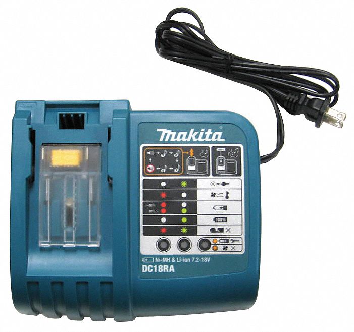 Battery Charger: Single-Port Charging, For 18V DC, 6 Ah Charged in 1-Hour, 120V AC