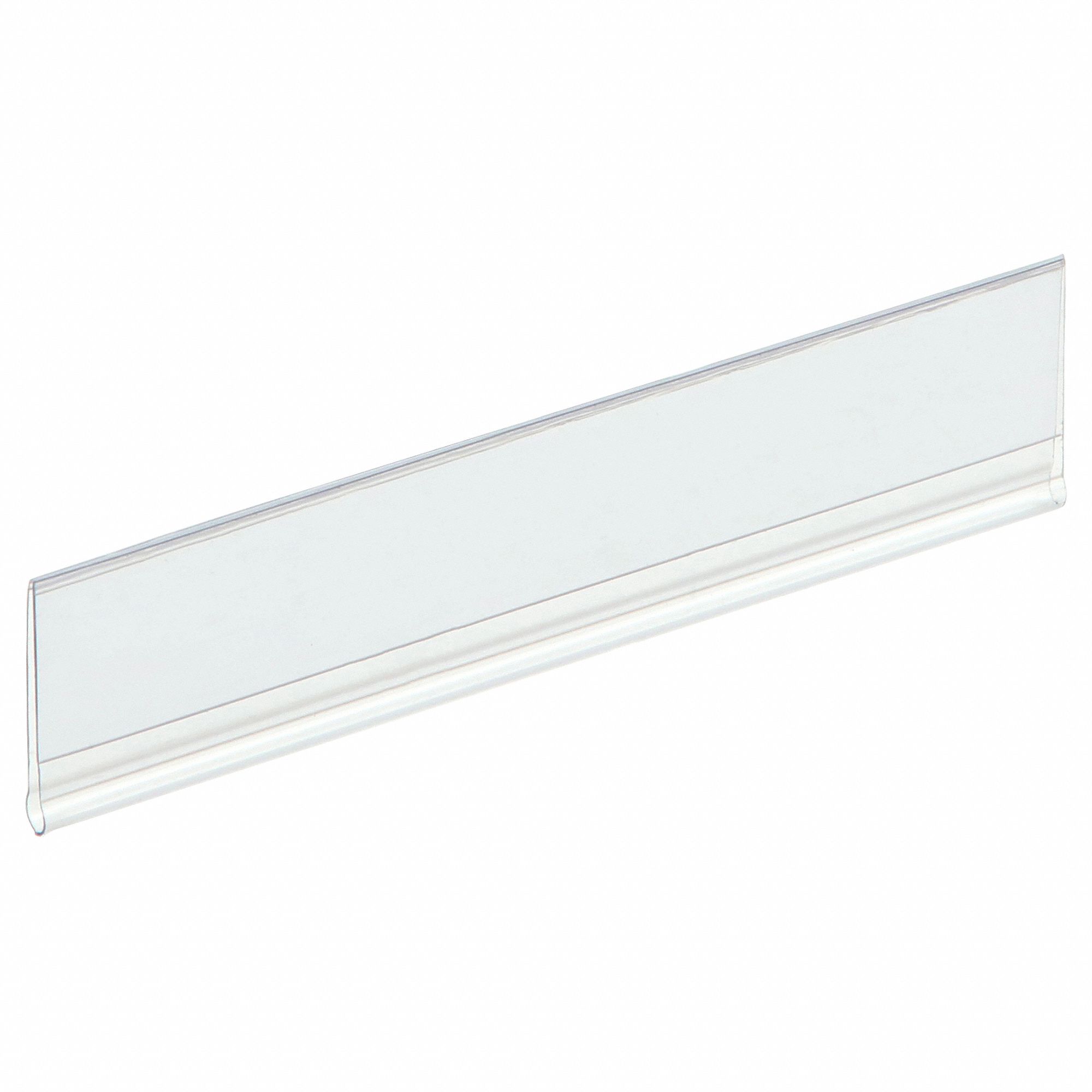 Label Holder: 3 in x 7/8 in, Clear, Slide-In, 25 Label Holders, Snap-On, Plastic, 25 PK