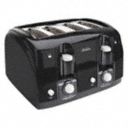 11 3/4 in" 4-Slice Toaster, Black