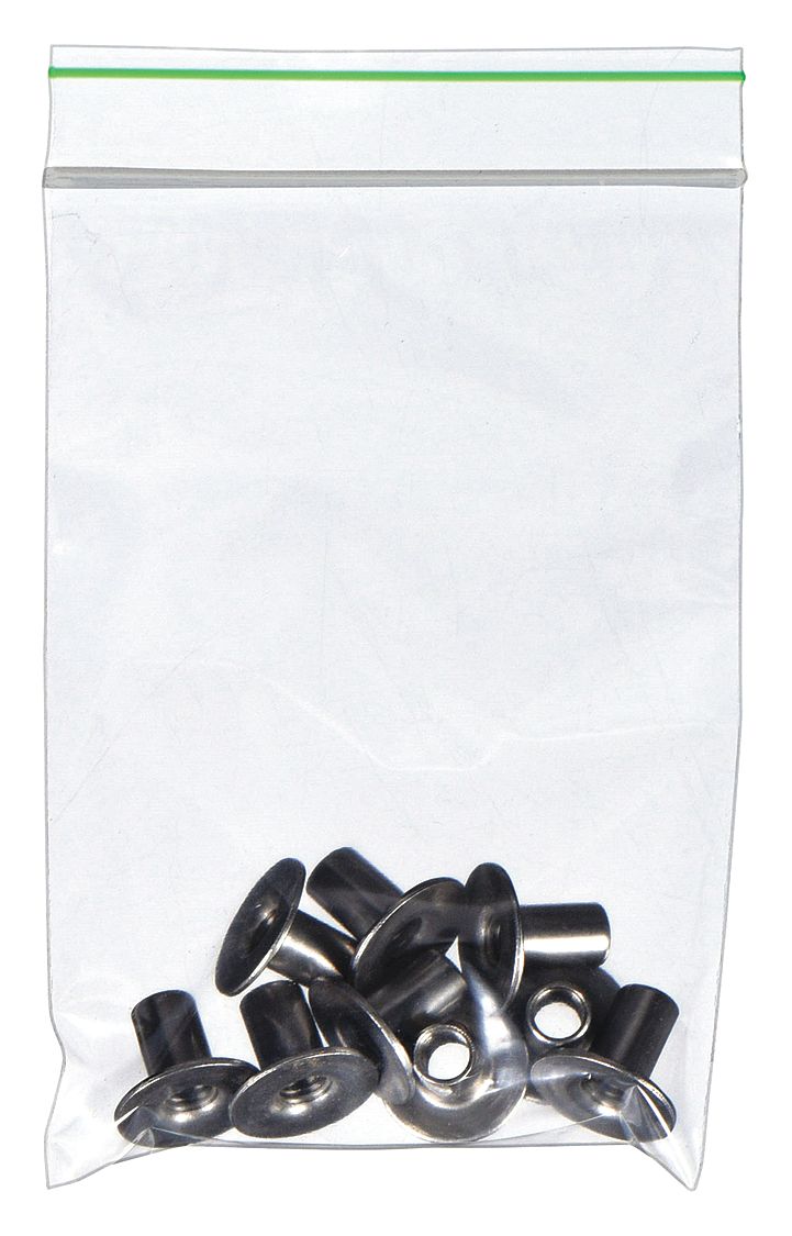 RECLOSABLE POLY BAG, 2 MIL THICK, 4 IN W, 3 IN L, DISPENSER BAG, ZIP, 1,000 PK