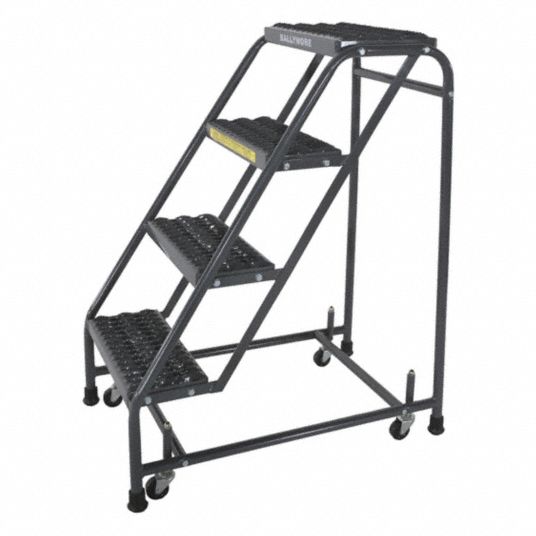 BALLYMORE Rolling Ladder: 38 in Platform Ht, 10 in Platform Dp, 16 in ...