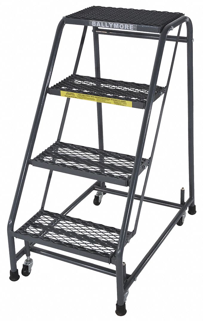 Rolling Ladder, Steel, 38 In.H
