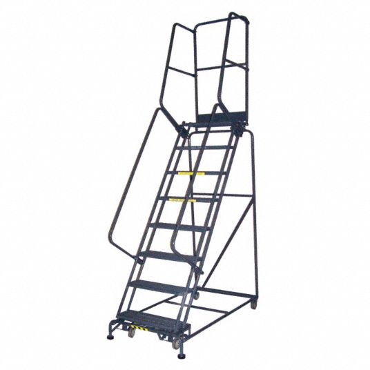 BALLYMORE 10Step Rolling Ladder, Serrated Step Tread, 145 in Overall