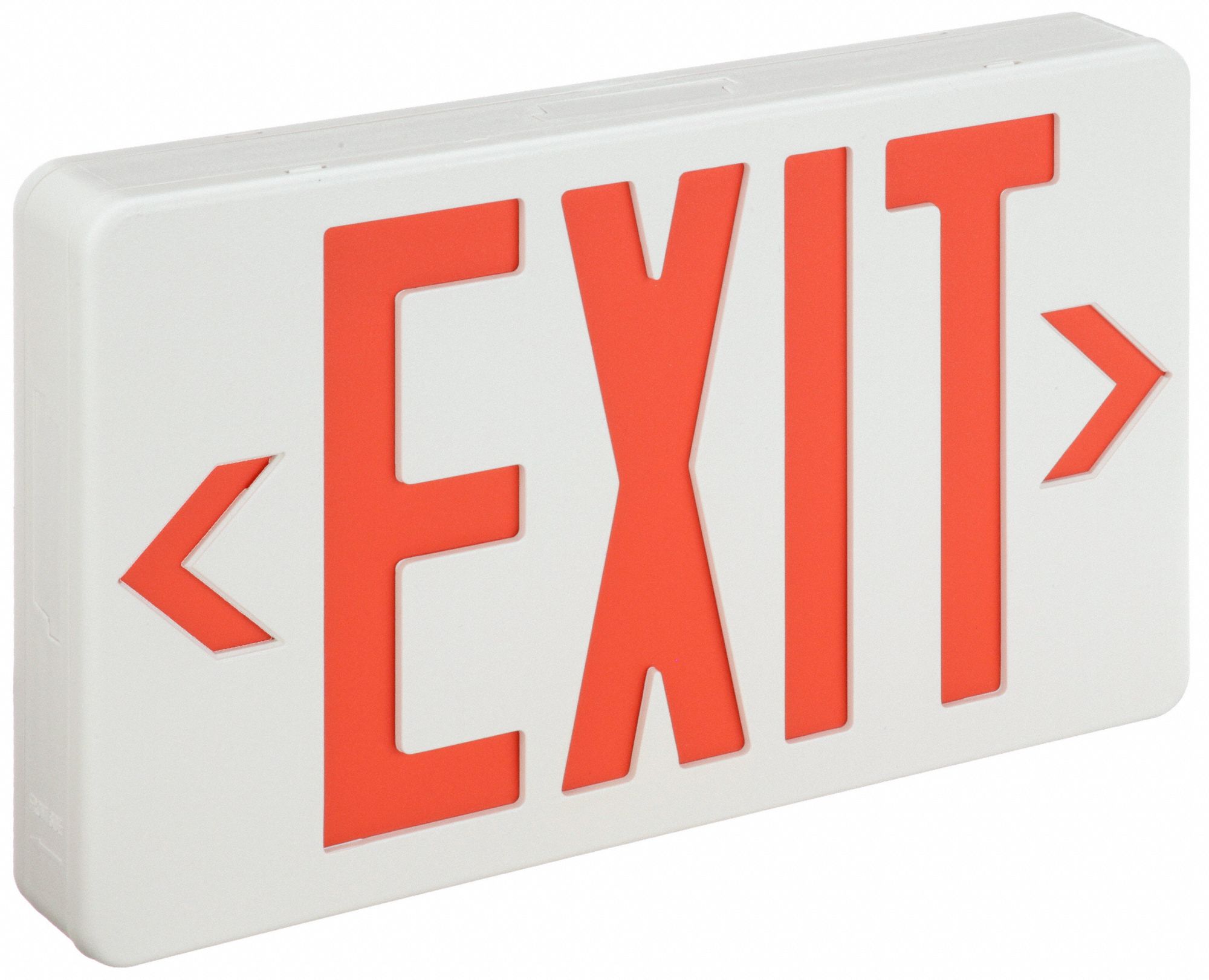 EXIT SIGN, EMERGENCY BATTERY BACKUP, LED, WHITE/RED, 1 OR 2 FACES, CEILING, NI-CD,