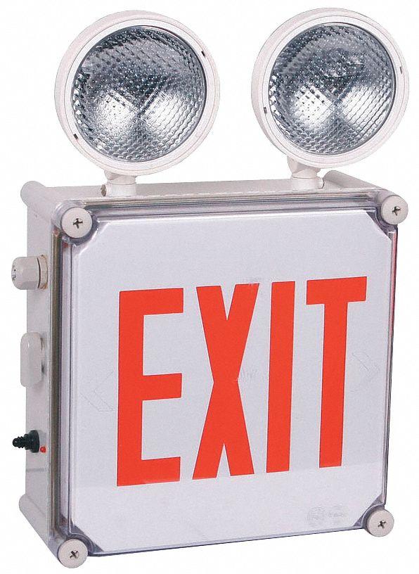 LUMAPRO Exit Sign w/Emergency Lights,2.5W,Red - 6CGN3|6CGN3 - Grainger