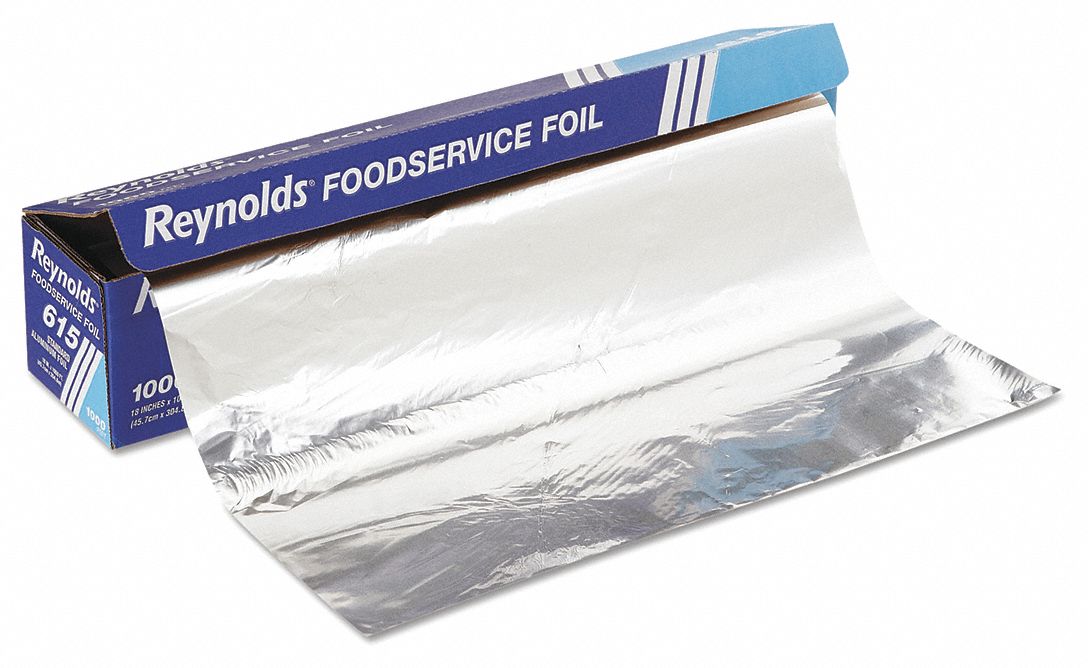 Foil Roll: Std, No Fold, 18 in Wd, 1,000 ft Roll Lg, Silver, Aluminum, FDA Approved